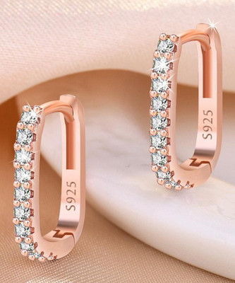MYKI Appealing Women & Girls Cubic Zirconia Metal Hoop Earring
