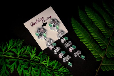 Jiwan Store Multicolor American Diamond Drop Earrings for Girls and Women Diamond Alloy Drops & Danglers
