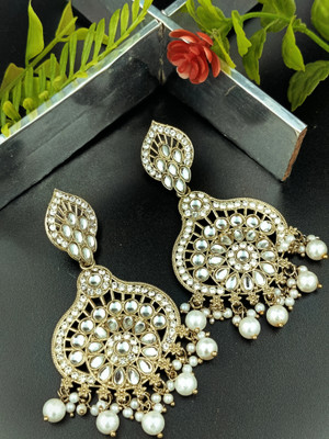Vigilantee Jewels Modern Trendy New Traditional Studded Golden jumka wedding Earrings Alloy Earring Set, Drops & Danglers, Chandbali Earring, Jhumki Earring, Huggie Earring