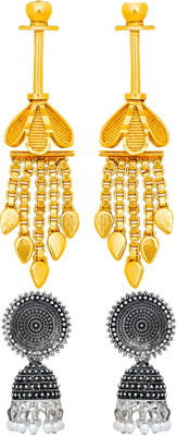 Raj And Deb Premium Silver Oxidiesd Pated Daily Wear Earrings For Daily Wear Brass, Alloy Jhumki Earring