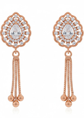 Angolalark Rose Gold Long Drop Earrings Coral Alloy Drops & Danglers