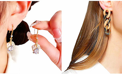Wodec PACK OF 2 DIAMOND STUDDED EARRING SET AND ENTANGLED TASSEL EARRING SET FOR WOMEN Metal Drops & Danglers, Tassel Earring