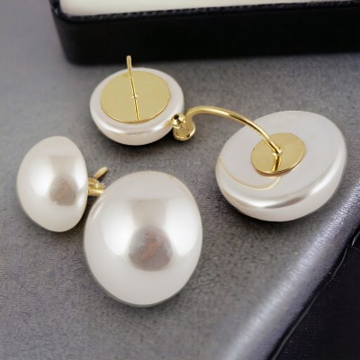 Lucky Jewellery Designer Funky White Color Semi Pearl Ear Jackets Stud Earring For Girls & Women Pearl Alloy Stud Earring