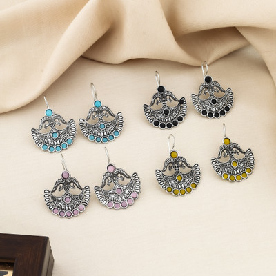 CAS Combo Pack of 4 Oxidized Earrings | Chandbali Earrings Alloy Chandbali Earring