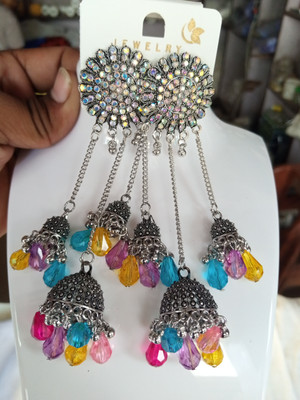 CORAL INDIA JHUMKI-JEWELLERY-2 Crystal Metal Jhumki Earring