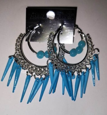 HIMA Elegance Silver Plated Drops Blue Brass, Copper Jhumki Earring