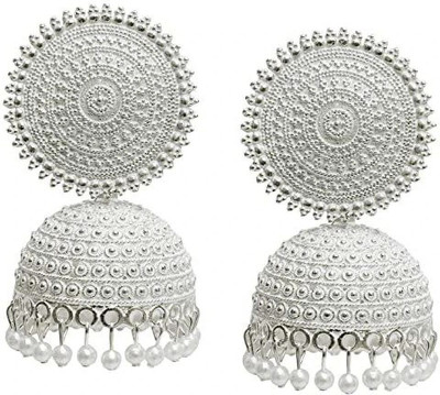 MAYRA TRADING ETHNIC GOLD PLATED KUNDAN JHUMKI WHITE Beads Alloy Jhumki Earring