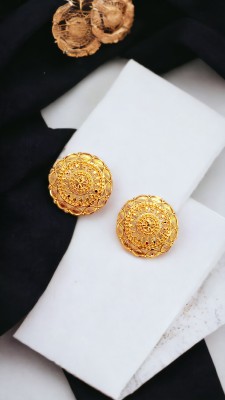 Royal Covering Traditional Wear 1 Gram Gold Plated Big Floral Stud Earring for Women and Girls, Copper, Brass Stud Earring