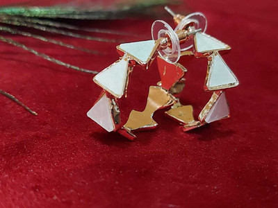 JAEE GOLDEN PLATED HALF HOOPS EARRINGS White Zircon, Crystal Alloy Hoop Earring, Huggie Earring