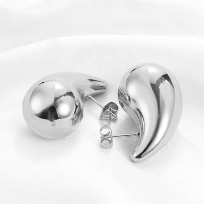 Karishma Kreations Karishma Kreations Water Drop Shaped Stud Earrings Chunky Silver Tear Earrings Alloy Stud Earring