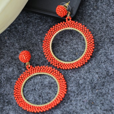 Jewelgenics Handcrafted Orange Beaded Drop and Dangler Earring for Women/Girls Beads Alloy Drops & Danglers