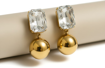 Muskan Enterprises Cyrstal Daimond earrings for women for special Occassion Crystal Brass, Crystal, Alloy Earring Set, Drops & Danglers, Jhumki Earring, Huggie Earring