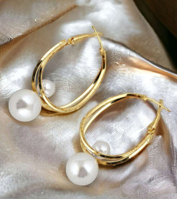Ratnajori Korean Earrings For Women & Girls /Double Pearl Earrings Pearl Pearl Alloy, Gold Cuff Earring, Stud Earring, Hoop Earring