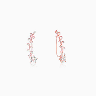 GIVA 925 Silver Rose Gold Floral Branch Ear Cuffs for Women Zircon Silver Stud Earring