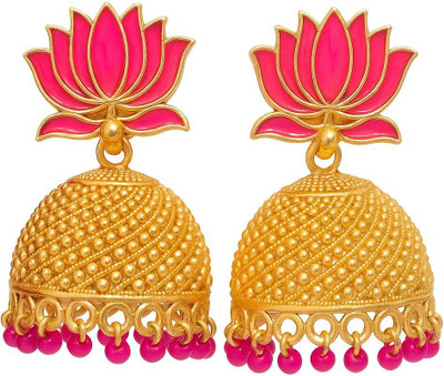 sashtika fashions Trending Pink Lotus Model Earrings for girls&womens Alloy Jhumki Earring