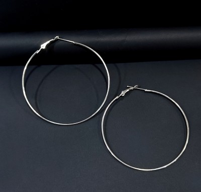 Maayaana Maayaana Sleek and Chic Big Silver Hoop Earrings Alloy Hoop Earring