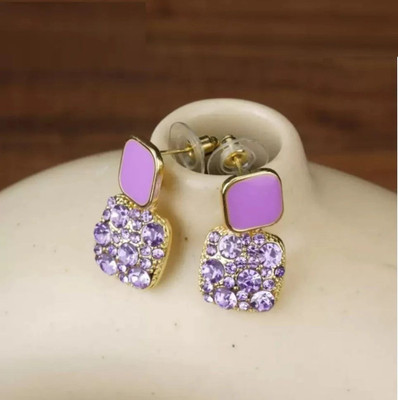 JRISSY Square Layered Purple Drop Earrings Alloy Drops & Danglers Alloy Stud Earring