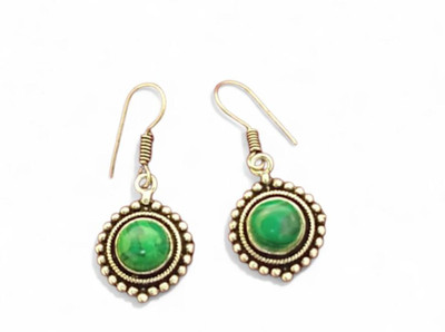BalaCart Traditional oxidized Silver Earring | Green coral | Women & Girls Casual wear Malachite Alloy Drops & Danglers
