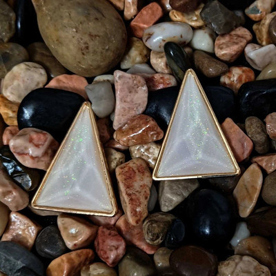 Fashion Fusion Gold Plated Triangle Stone Stud Earrings For Women & Girls Brass Stud Earring