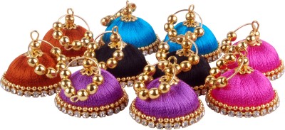 KRISHNA Sparkle Ball Hoop Jhumkas Beads Fabric Hoop Earring