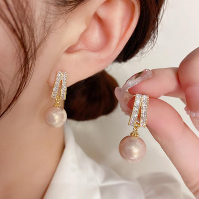 DESTINY JEWEL'S New Trendy Exclusive Korean Style Diamond Crown Drop Pearl Décor Earrings Set Cubic Zirconia Alloy Drops & Danglers