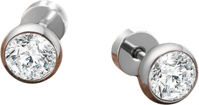 house of common Stylish Silver Plated Studs Cubic Zirconia Alloy Stud Earring