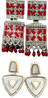 Hernger traders Earring-Box-1_02 & White_Triangle_03 Cubic Zirconia Alloy Earring Set