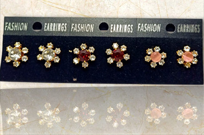 BHSHOPPERS BHSHOPPERS -HaiBen Stone Studs Earrings Combo of 3 Gold Stud Earring