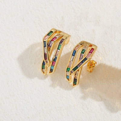 ZIVOM Rainbow Cubic Zirconia Copper Stud Earring