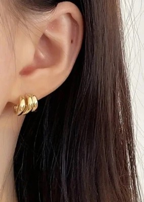 neze NZ 29 Gold-Plated Multi-Layer Circle Stud Earring Alloy Huggie Earring