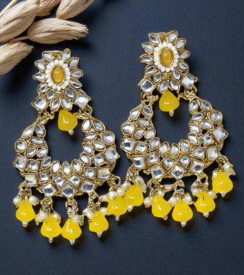 Meira Jewellery Kundan and Stone Studded Designer Heavy Earring Brass Drops & Danglers