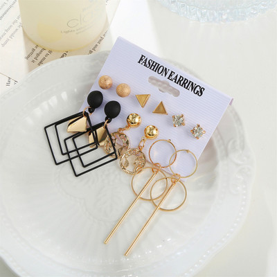 Vembley Combo of 6 Pair Gold Plated Stone Stud And Earth Drop Earrings For Women/Girls Alloy Drops & Danglers