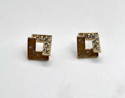 YourBlingBox Square Stud Earring Cubic Zirconia Brass Stud Earring