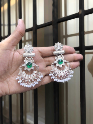 Vedda Silver Plated Earring for Women & Girls Diamond Brass Drops & Danglers