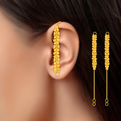 LUV FASHION Traditional South Screw Back Micron Plated Kaan Chain Earrings For Girls Brass Ear Thread