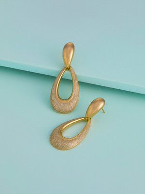 Kushal's Fashion Jewellery Champagne Gold-Plated Party Zircon Trendy Drop Earrings Zircon Copper Drops & Danglers