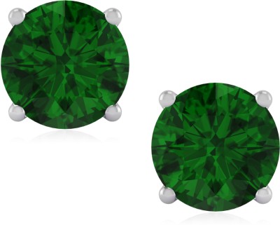 Iski Uski Lifestyle Fancy Design Emerald Earrings Emerald Sterling Silver Stud Earring