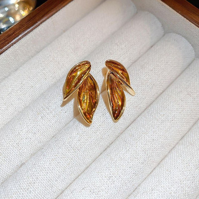 ADORNITY Stylish Leaf Design Stud Earrings For Girls Women Korean Jewellery Alloy Stud Earring