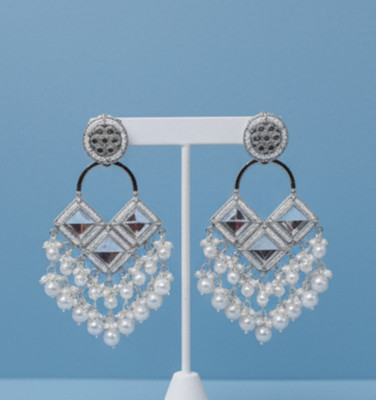DHVANI Imperial Reflection Drop Earrings Cubic Zirconia Alloy Chandbali Earring