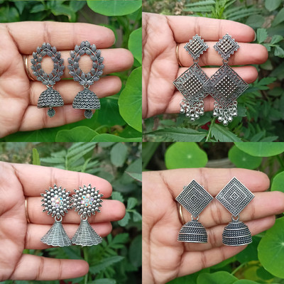 Jhumka Street Jhumka Earrings Multi color for girls stylish Pack of 1 pairs (4qty=4Pairs) Alloy Jhumki Earring
