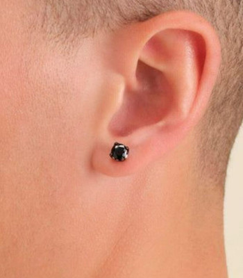 JRISSY GOLD PLATED SCREW BACK BLACK DIAMOND Alloy Stud Earring