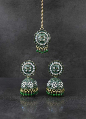 THEKAMAL Alloy Gold-plated Green, Gold Jewellery Set(Pack of 2)