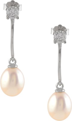 KRISHNA PEARLS Pearl J-hoop Earrings Pearl Metal Stud Earring