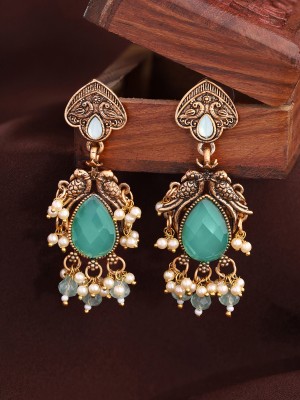 Priyaasi Peacock Matt Gold Drop Earrings Brass Drops & Danglers