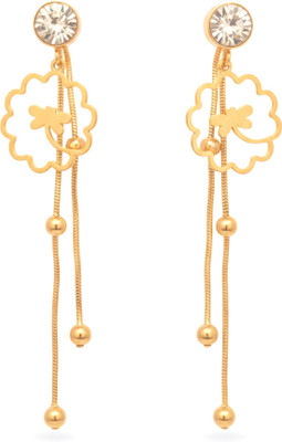KAYYA21 Elegant Gold Plated Long Dangle Earrings with Floral Design Gold Jhumki Earring