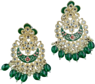jiyanshi fashion Gold Plated Traditional Handcrafted Ethnic Earrings for Women/Girls Pearl Alloy Chandbali Earring