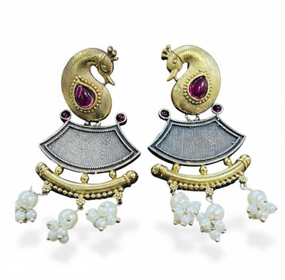 Ethnigleam long earring Pearl Brass Drops & Danglers