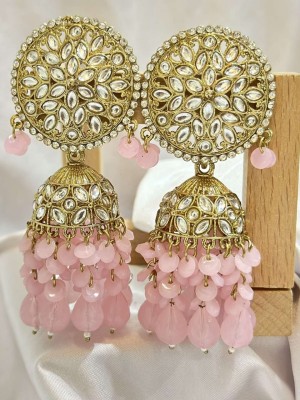 zaiwar_bysabrin Kundan jhumka Beads Alloy Jhumki Earring