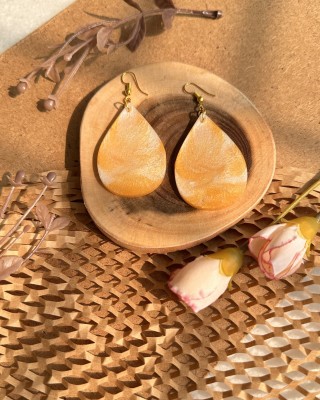 ReverseWheel ReverseWheel Handmade Golden & White Boho Resin Drop Earring for women and girls Resin Drops & Danglers
