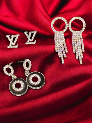 Fab Every Way Trendy Rhinestone Stud and Dangler Earrings Combo for Women | Cubic Zirconia Alloy Drops & Danglers, Stud Earring, Earring Set, Tassel Earring, Rhinestone Studs